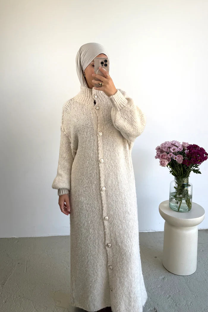 Cardigan Long en Maille Boutonné