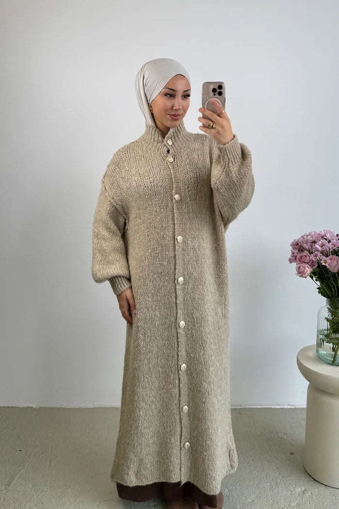 Cardigan Long en Maille Boutonné