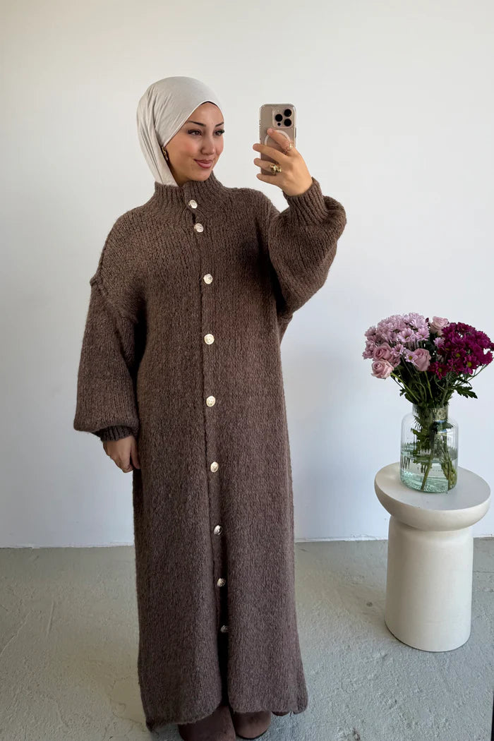 Cardigan Long en Maille Boutonné