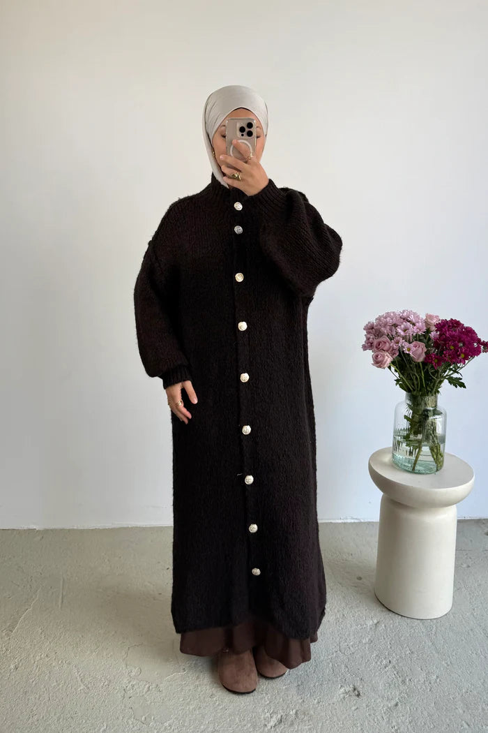 Cardigan Long en Maille Boutonné